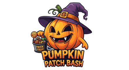 Pumpkin Halloween Character sticker PNG , Pumpkin Halloween mascot logo Design transparent background