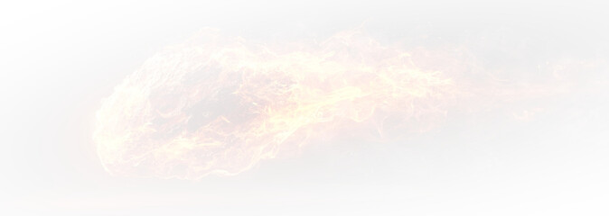 A glowing meteor with a tail of red-hot flames, isolated transparent PNG. 