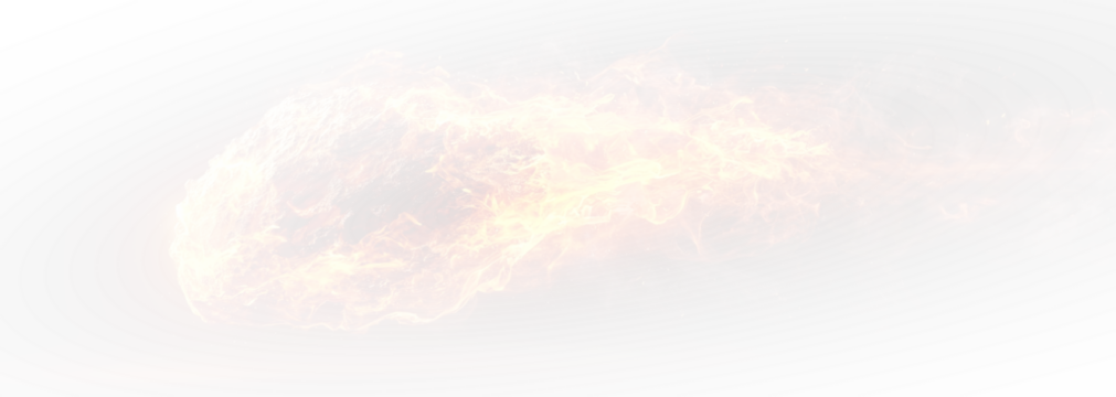 A glowing meteor with a tail of red-hot flames, isolated transparent PNG.