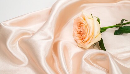 Peach Rose on Soft Satin Fabric