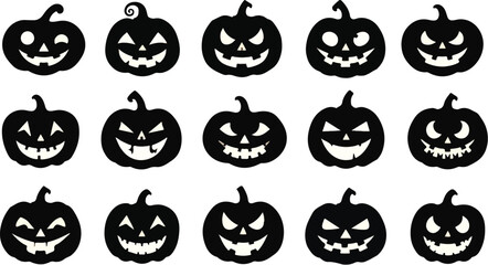 Collection of Halloween silhouette icons and characters.