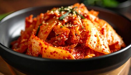 Close up of Delicious Korean Kimchi Cabbage 