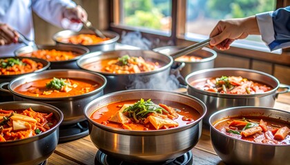 Cooking Kimchi Stew Soup or Kimchi Jigae 