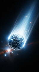 Luminous Comet Streaking Through Space