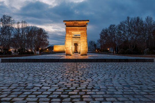 Temple of Debod in evening light in Madrid, Spain