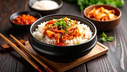 Freshly cooked Korean food called Kimchi Rice 