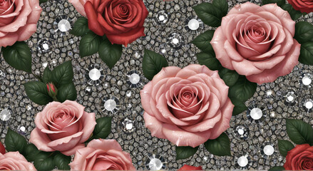 pink roses on a wooden table