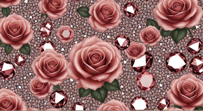 seamless pattern with roses - Powered by Adobe