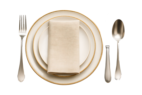 Elegant Table Setting Isolated on a Transparent Background