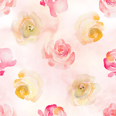 Seamless watercolor pattern with roses