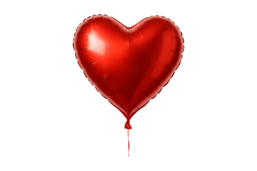 Red Heart Balloon Isolated on a Transparent Background