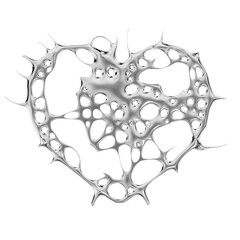 futuristic metallic heart symbol for technology, ai, or unconventional valentine concepts.