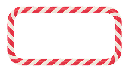 Festive candy cane border for holiday designs and seasonal greetings, isolated on white background.