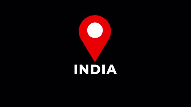 India location marker animation with transparent background