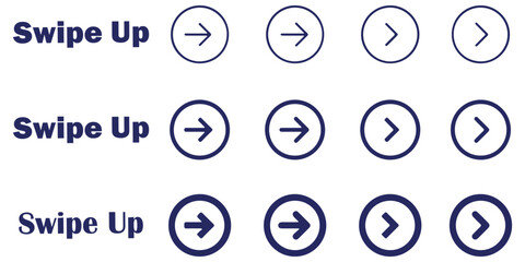 Collection of swipe up icons with gray arrows in various styles on a white background.