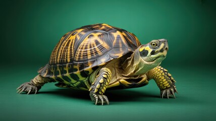 Obraz premium Eastern Box Turtle With Yellow And Black Shell tortoise