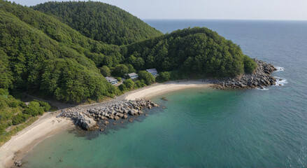 aerial view of a tropical island
