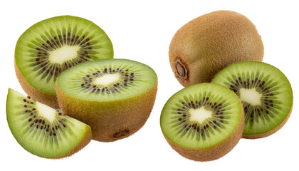 Zesty kiwi collection with green citrus fruit isolated on transparent background.