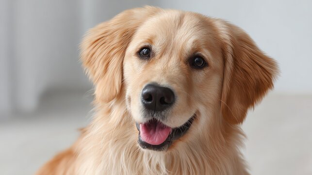 Smiling Golden Retriever Portrait: Joyful Pet Close-Up