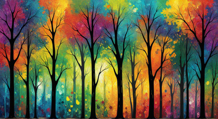 sunset in the forest