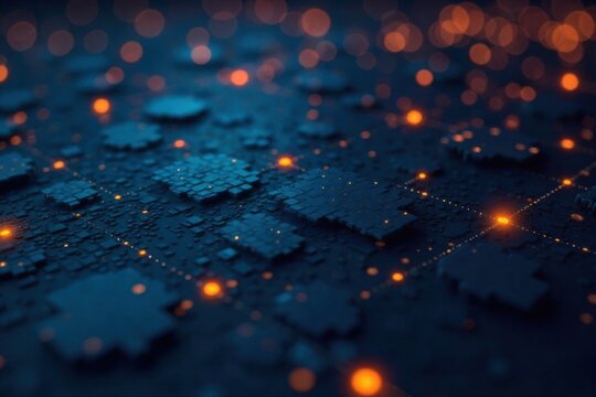 Augmented Reality Overlay on Geometric Data Structures A minimalist, clean visualization of abstract geometric data structures overlaid with a subtle, glowing augmented reality interface. Use cool