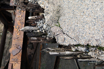 An old, destroyed road on a bridge