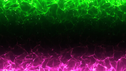 上下が燃えている緑とピンクの対立する炎のフレームのエフェクト背景