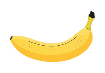 Single Yellow Banana with Brown Spots and Black Tip.