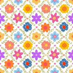 Cute seamless pattern in small flower.Small colorful flowers.