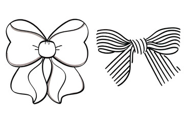 Elegant bow illustrations simple line art drawing for decoration and design projects isolated on white background