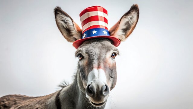 Democratic Donkey in Uncle Sam Hat - Political Symbol Stock Photo