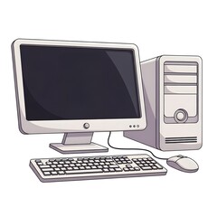 Fototapeta premium An icon of a computer with keyboard and mouse