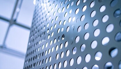 Perforated Aluminum Sheet with Circular Holes, Airy Industrial Background