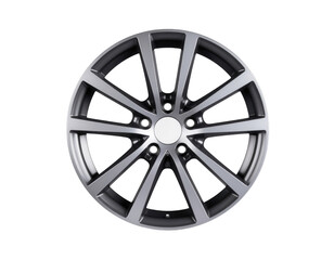 Fototapeta premium A sleek, modern alloy wheel with a multi-spoke design, showcasing a polished finish and a central hub.