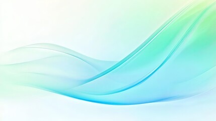 Naklejka premium Soft Blue and Green Gradient Background with Gentle Curves and Flowing Abstract Lines