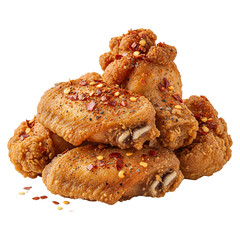 Crushed red pepper flakes sprinkled on fried chicken wings, spicy look