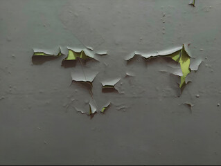 A fragment of a grey wall with peeling paint.