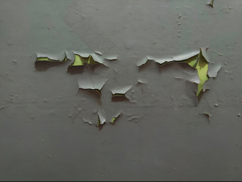 A fragment of a grey wall with peeling paint.