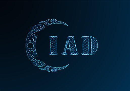 Low poly letter logo IAD design. IAD letter logo low poly vector design on blue color gradient background. IAD logo low poly design