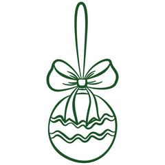 Green toy ball hand drawn illustration, whimsical vector ball. Decoration for holiday cards, banners, posters, web. Vector illustration