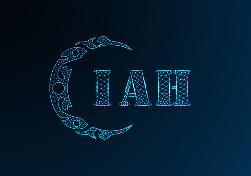 Low poly letter logo IAH design. IAH letter logo low poly vector design on blue color gradient background. IAH logo low poly design
