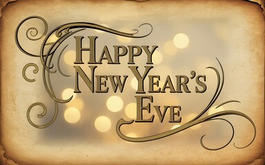 Vintage style happy new year s eve greeting with bokeh lights