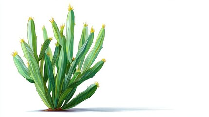 Obraz premium Against a plain white backdrop, a vibrant green palm tree branch adorned with leaves embodies a quintessential tropical plant specimen