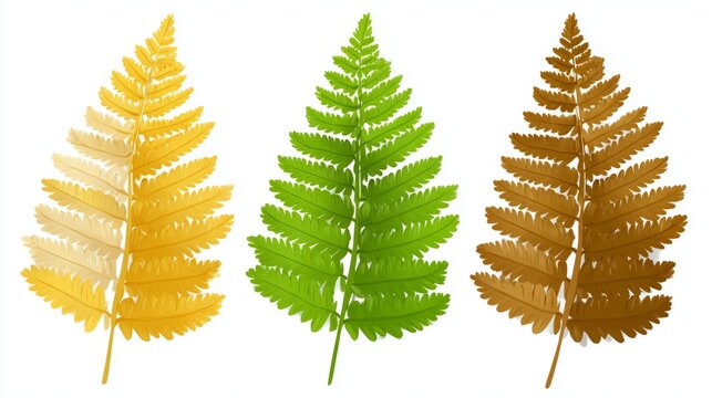 Fototapeta A lone vibrant green fern frond is set against a white background, ideal for botanical themes