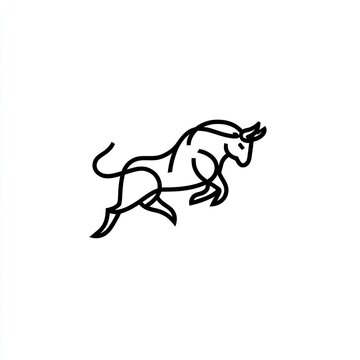 Bull Outline Logo minimalist bull outline logo single-line art style black on white modern and versatile isolated on white background