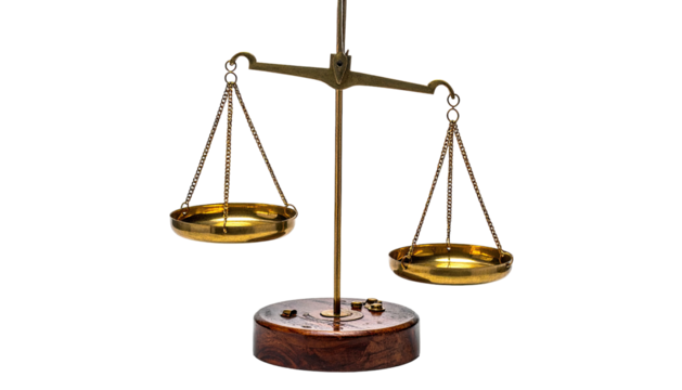 Ornate golden scales, delicately balanced