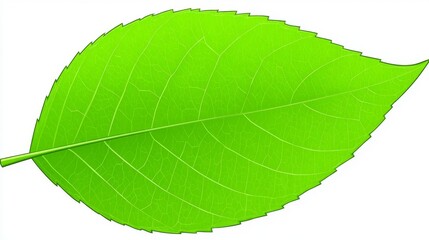 Obraz premium An intricate drawing of a leaf that is green and vibrant, complete with delicate veins and a narrow stem