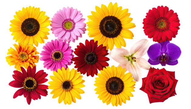 Array of colorful flowers in a visually pleasing arrangement