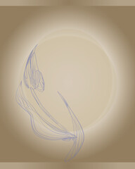 A stylized flower of purple dots on a delicate beige-brown gradient background for postcards, websites, invitations.