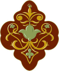 A beautiful pattern with ethnic elements, reminiscent of ancient Russian painting, for printing on clothes, stickers, textiles, websites, presentations.